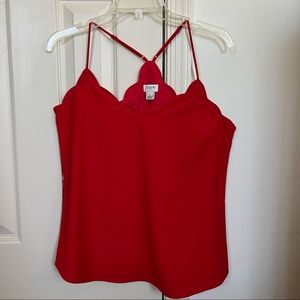 J Crew Red Scalloped Cami Top